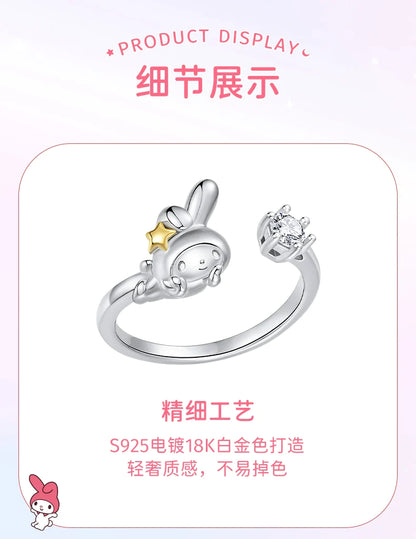 My Melody Star Moon 925 Sterling Silver Open Ring