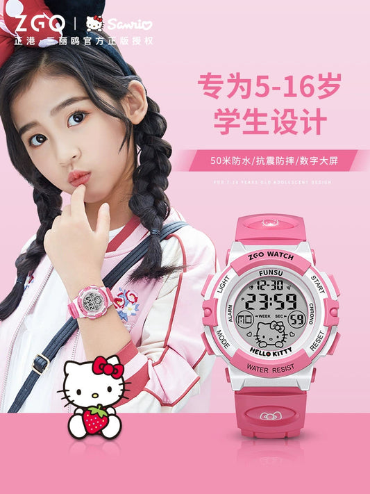 Hello Kitty Pink Sports Watch 50M Waterproof Glow in the Dark