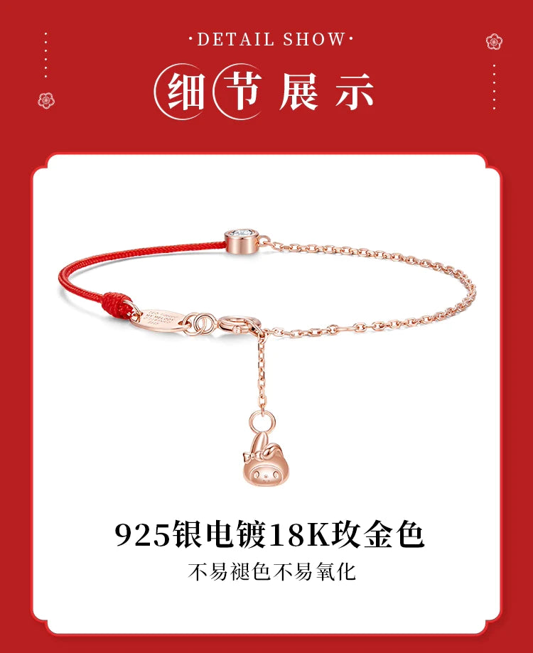 My Melody Lucky Red String 925 Sterling Silver Bracelet