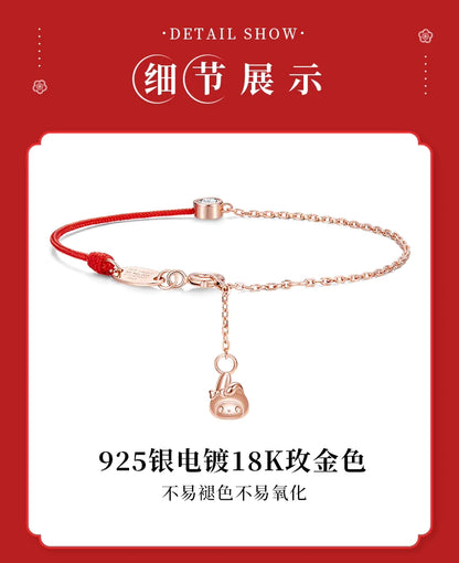 My Melody Lucky Red String 925 Sterling Silver Bracelet