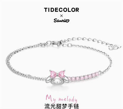 My Melody Pink Heart Zircon 925 Sterling Silver Bracelet