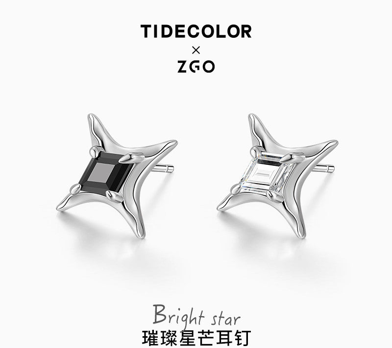 4-Pointed Star 925 Sterling Silver Stud Earrings