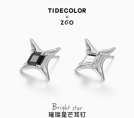 4-Pointed Star 925 Sterling Silver Stud Earrings