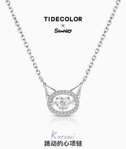 Kuromi Beating Heart 925 Sterling Silver Necklace