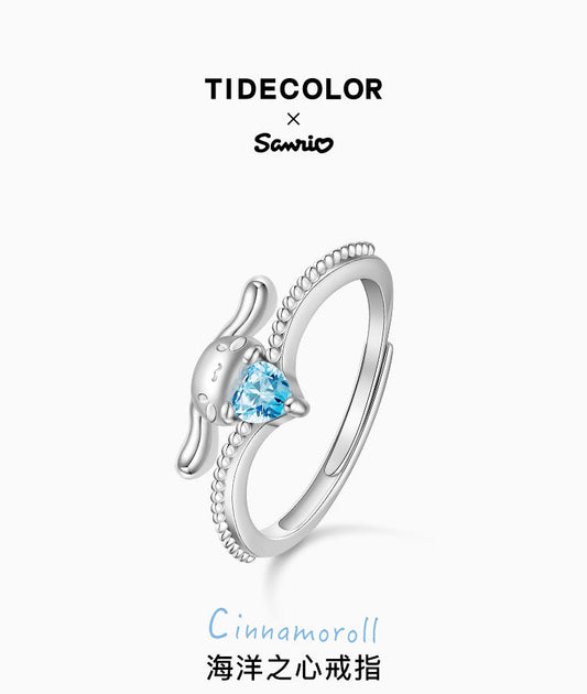 Cinnamoroll Blue Heart of the Ocean Zircon Copper Ring