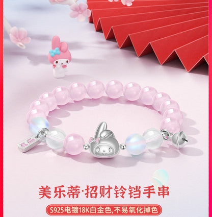 My Melody Lucky Bell Crystal 925 Sterling Silver Bracelet