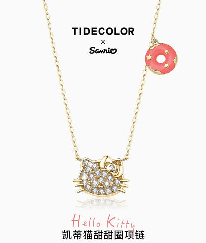 Hello Kitty Afternoon Series Doughnut/Ice Cream/Strawberry 925 Sterling Silver Necklace