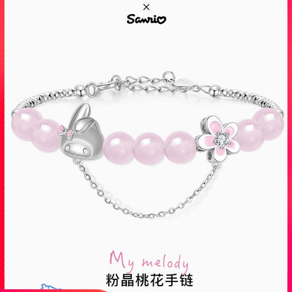 My Melody Peach Blossom Roze Quartz 925 Sterling Silver Bracelet