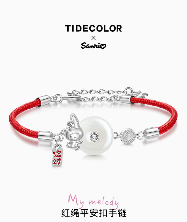 My Melody Hetian Jade 925 Sterling Silver Bracelet Red Wrist String